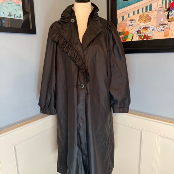 True Vintage 1980s Marmika by Fitz Black Lightweight Car Coat Driving Coat Sz 12 - Picture 3 of 9